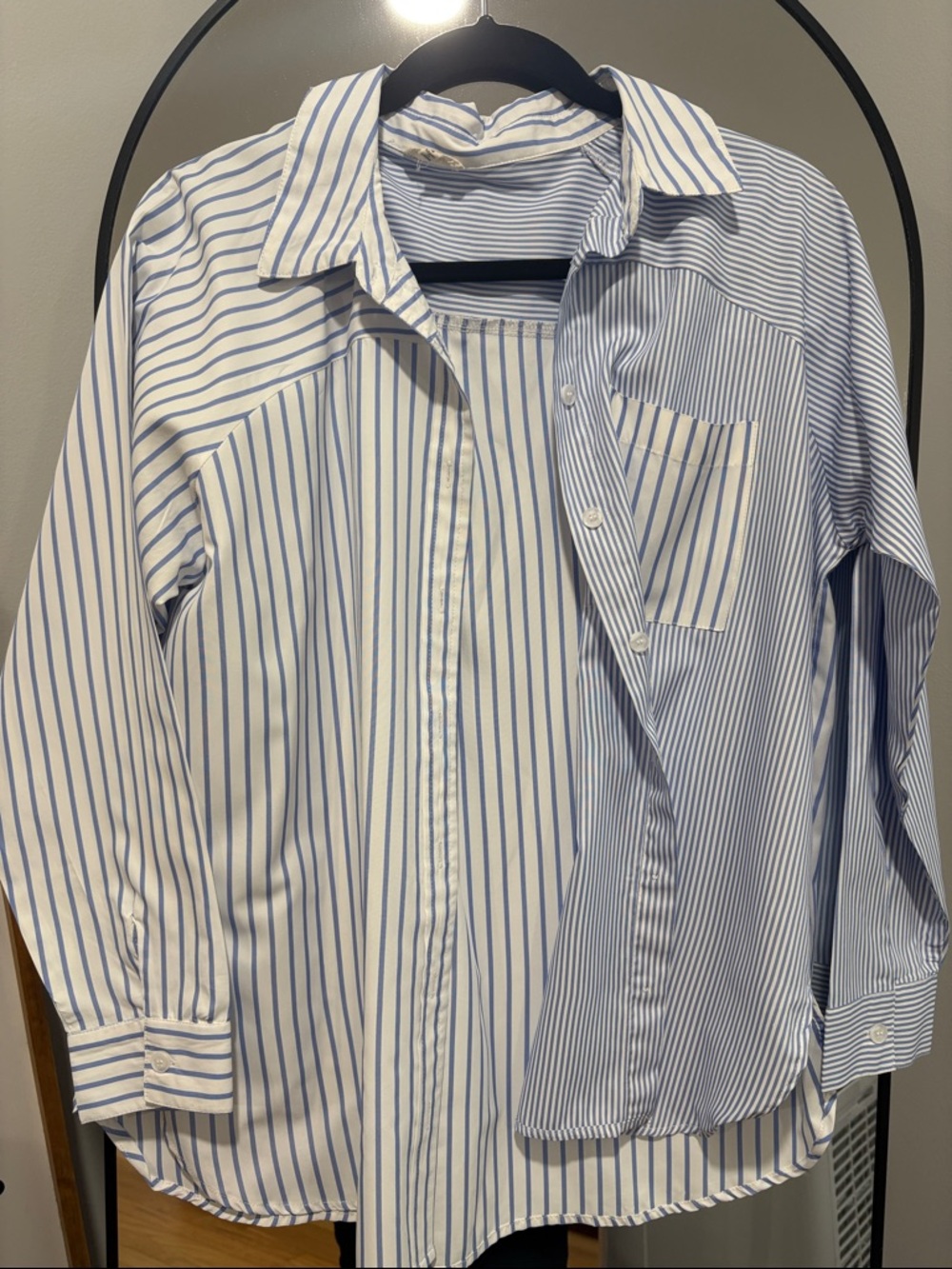 Classic Blue & White Striped Women’s Button-Down Shirt